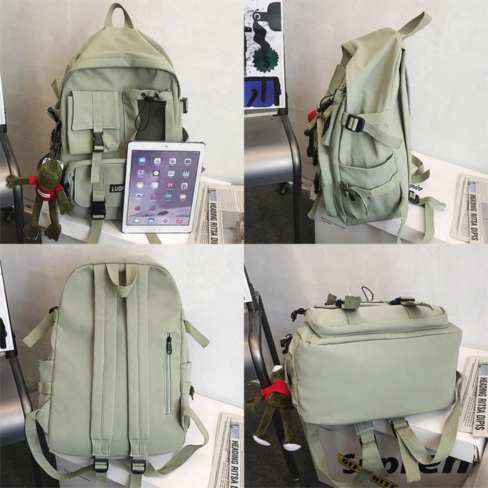 Zaino Multi Tasca Fibbia Zaino, Borsa Scolastica Leggera per Laptop Gli Studenti Universitari Uomini Donne Viaggio Giornaliero-Black