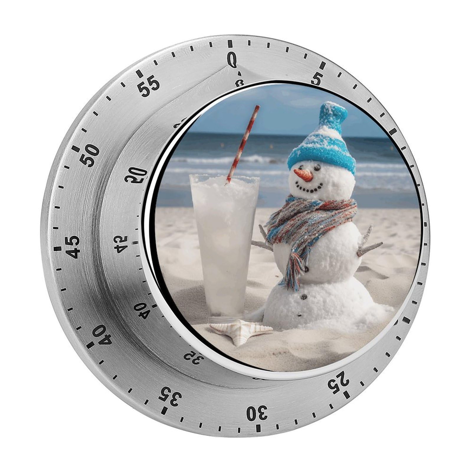 Adfgyerh Style Snowman Bech Timer For Cooking, Kitchen Timer Magnetic No Batteries Required, Mechanical Timer With Loud Alarm, For Fitness Baking Exercise Oven