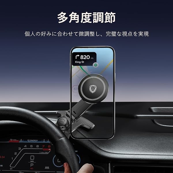 JunDa スマホホルダー 車用 360度回転 クリップ式 マルチ機能 ユニバーサル 携帯ホルダー 車 ダッシュボード/ルームミラー対応 全スマートフォン安定固定 - 4