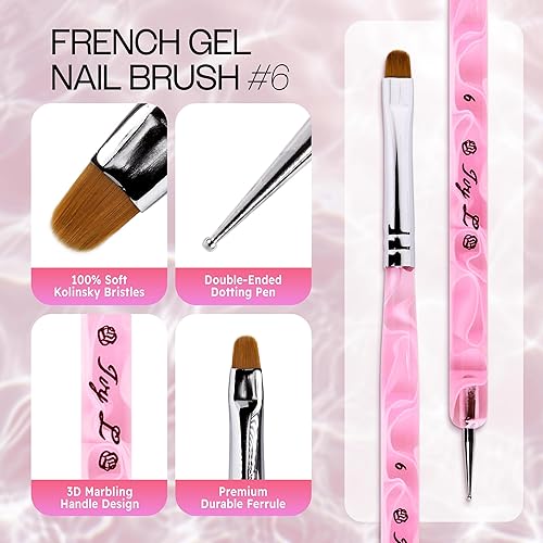 Miniatura 3 de Ivy-L Premium - Pincel de acrílico para uñas (2 vías) con herramienta de punteado para manicura profesional y cutículas, diseño de uñas