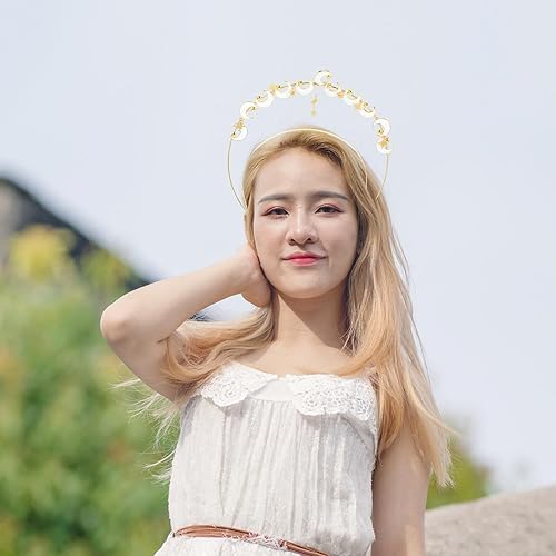 Miniatura 9 de NOLITOY Moon Stars Crown- Crystal Goddess Angel Crown Headband Rhinestone Wedding Tiara Glitter Floral Bridal Hair Band Headpiece Accessories for