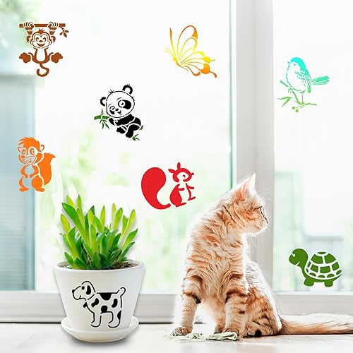 Vista 129 de Augshy Plantillas de Halloween, paquete de 56 plantillas de pintura de calabaza, plantillas de plástico para pintar sobre adornos de madera