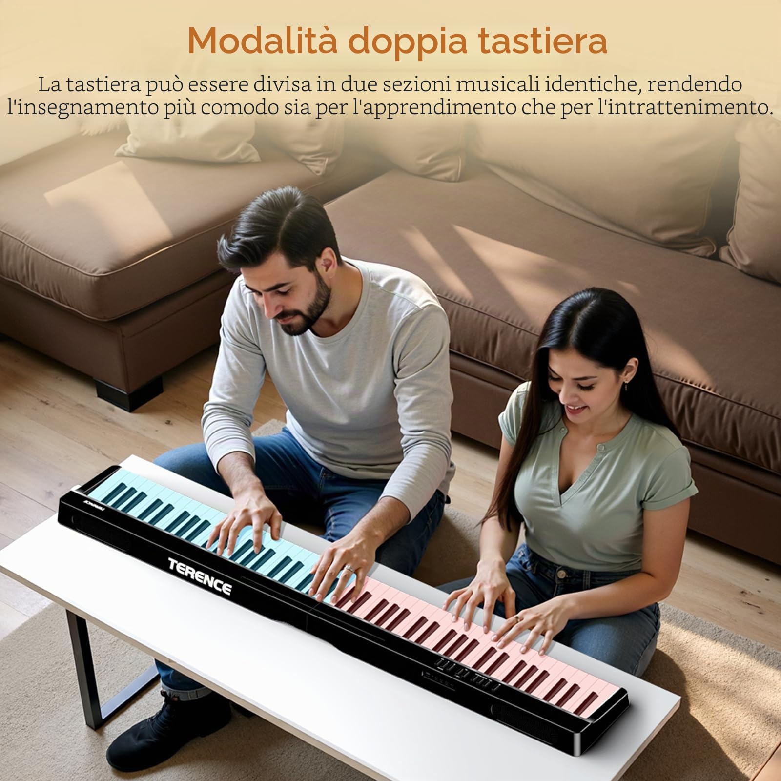 TERENCE Pianoforte Digitale 88 Tasti Rosa,Tastiera Pianoforte con Semi-Ponderato,con Registrazione e Supporto Bluetooth，con Pedale e Altoparlante a 4 Unità, Scelta Preferita per Principianti,nero