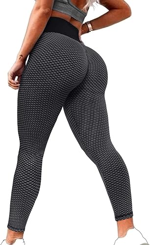 Jenbou - Leggings deportivos para mujer Tiktok para levantamiento de glúteos, cintura alta, con textura, control de abdomen