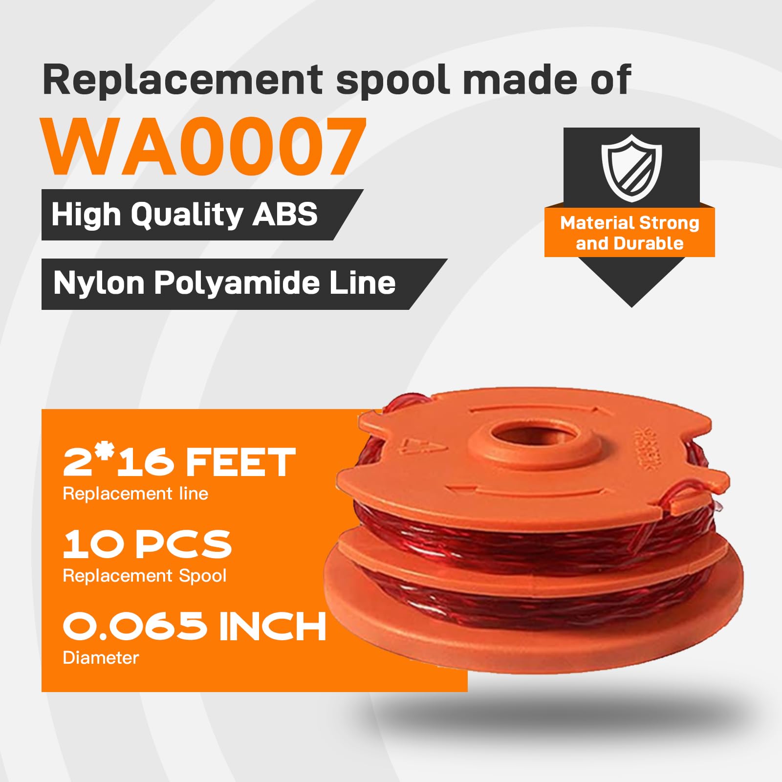 WA0007 50022833 Compatibile con decespugliatori elettrici con filo Worx WG116 WG118 WG119 WG124 WG183, ricambio Edger ricambi bobina linea 0,6 x 4,9 m 0,065 '' 11 confezione (10 bobine, 10 bobine, 10