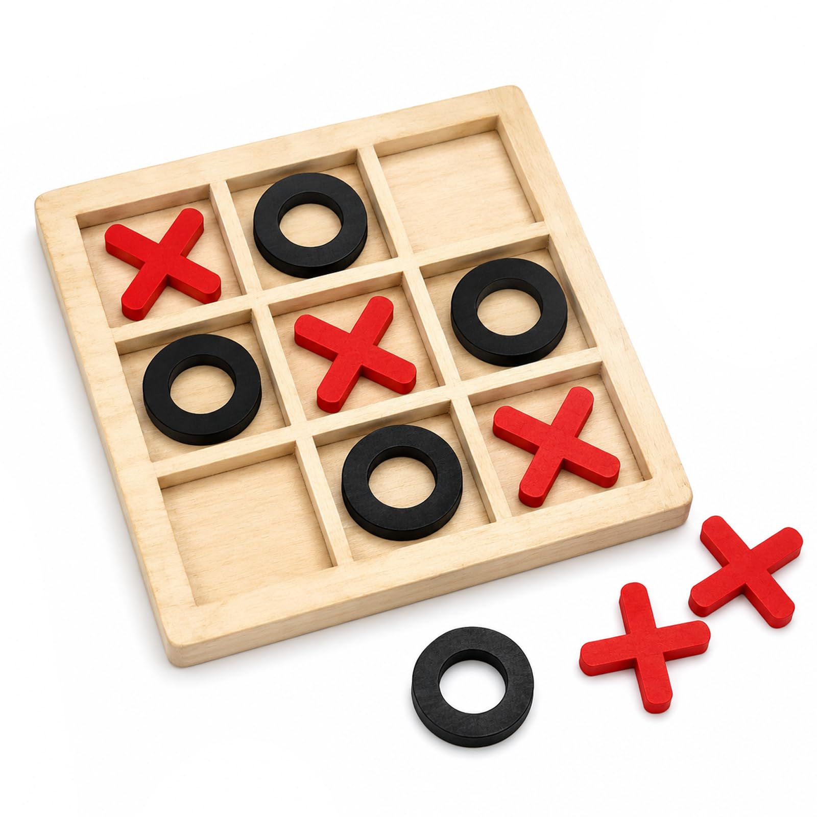 Wooden Tic Tac Toe Game, Classic Noughts and Crosses Board