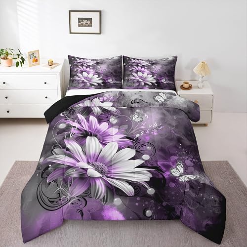 Feelyou Girls Vintage Flower Comforter Set Queen Size s Girls