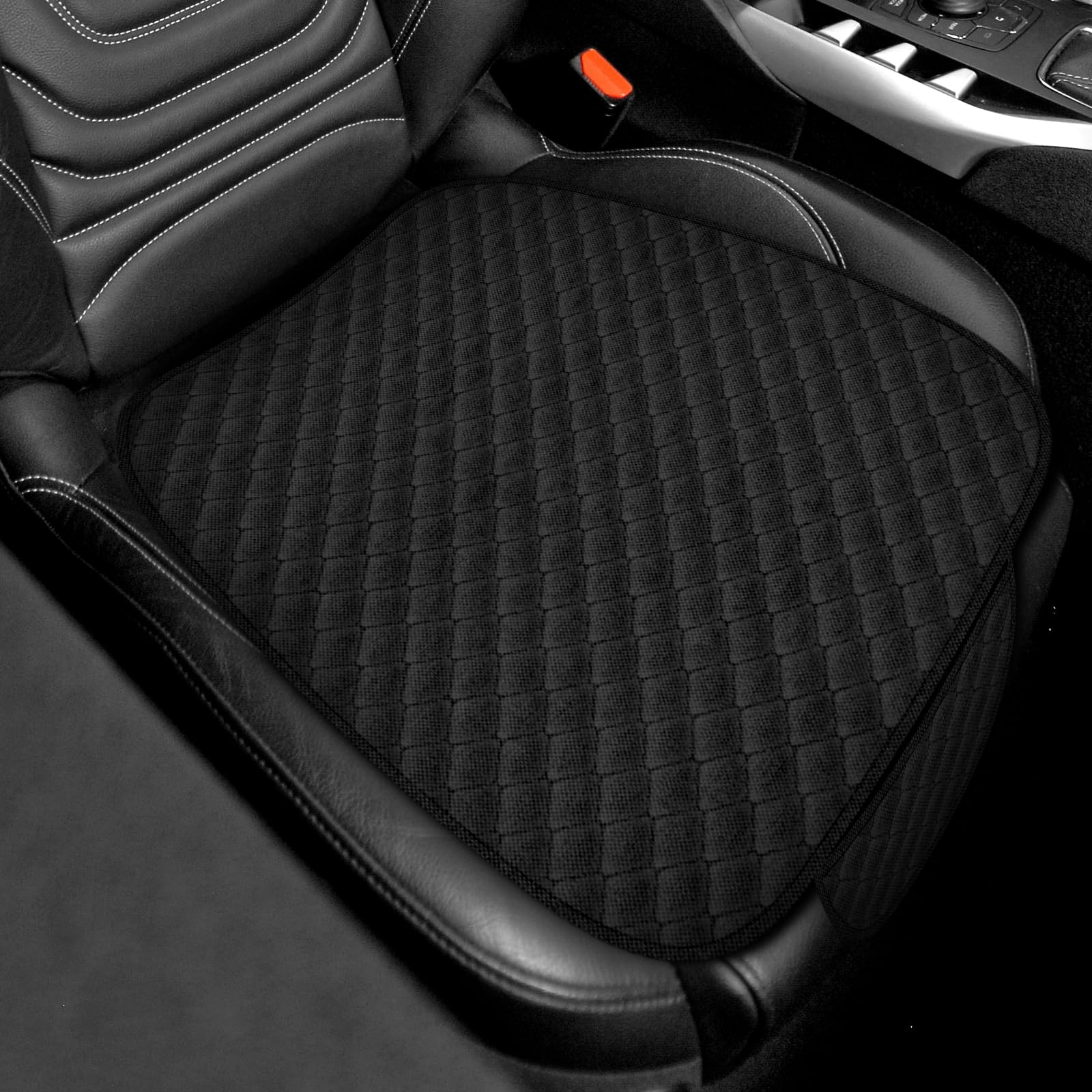 Lot de 2 coussins de siège de voiture antidérapants doux pour siège avant, respirants et confortables, housses de siège conducteur universelles pour SUV, berlines, camions (noir)