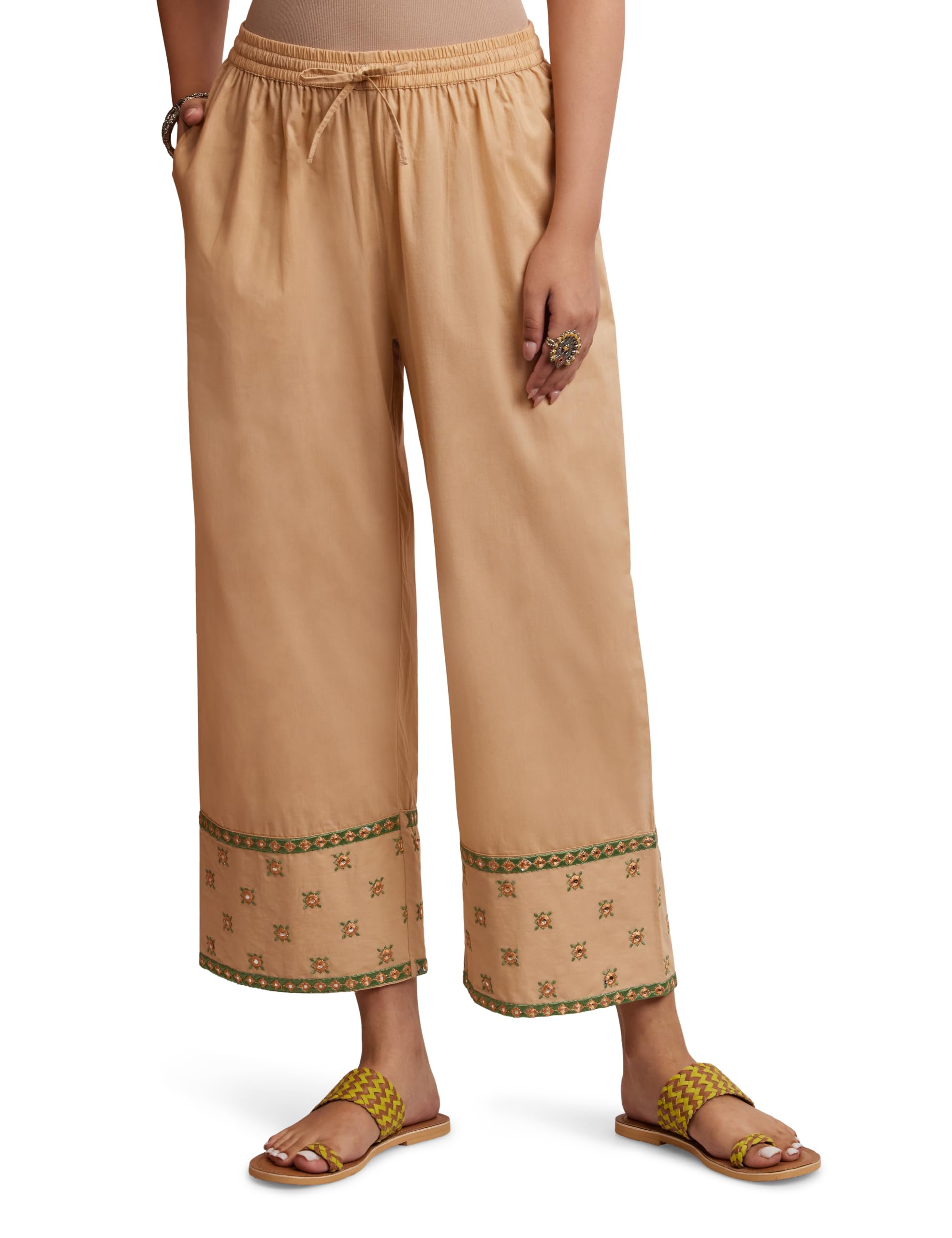 Buy Amazon Brand - Myx Women's Embroidered Palazzo Pants | 100