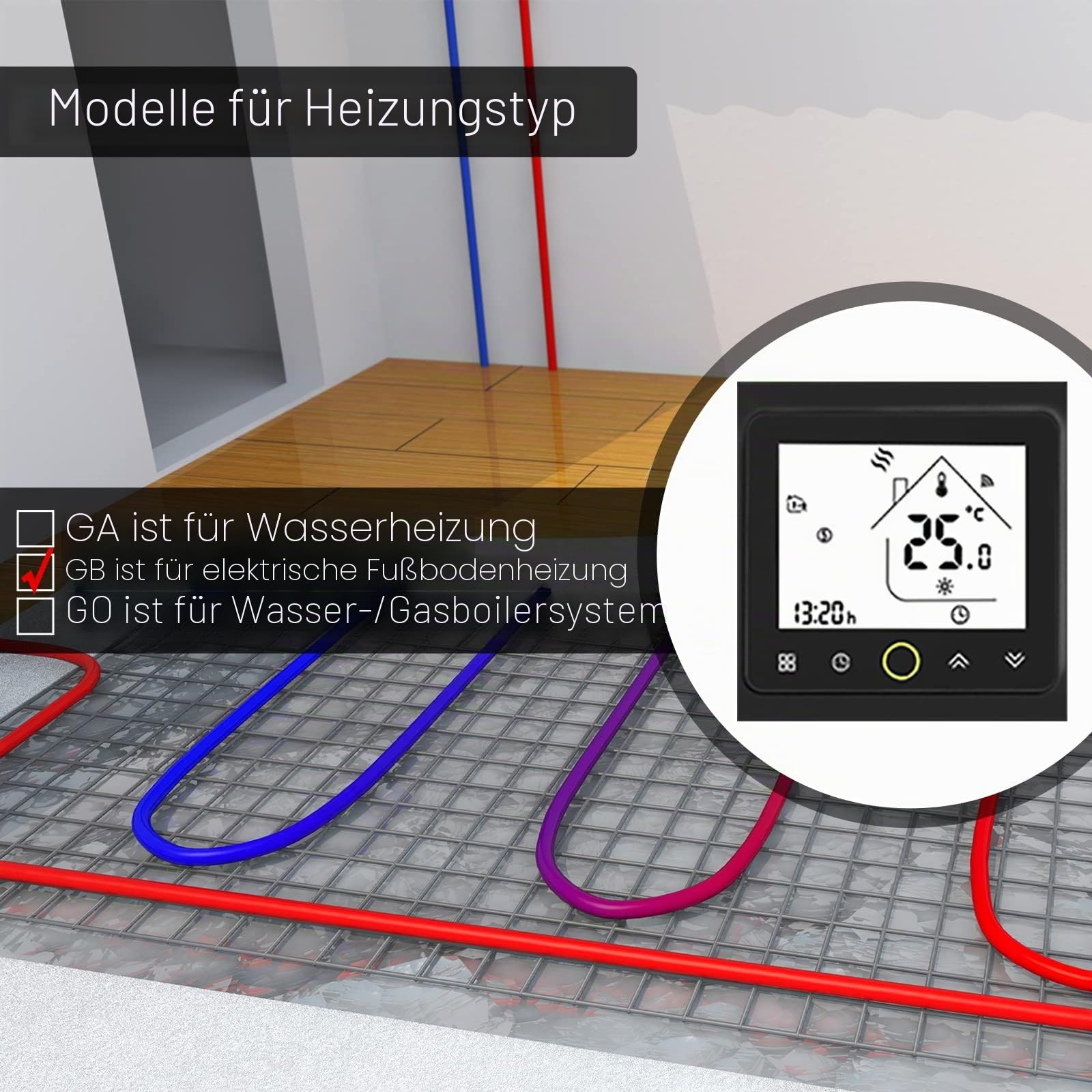 MOES Smart Thermostat WLAN Temperaturregler Smart Life/Tuya APP Fernbedienung für elektrische Heizung，Kompatibel mit Alexa Google Home 16A(Schwarz) | 16A Temperaturregler, Fernbedienung über Smart Life/Tuya App, Alexa/Google kompatibel