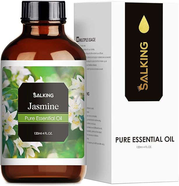 SALKING Jasmine Essential Oils 120ml, Pure and Natural Essential Oil, Therapeutic Grade Aromatherapy Oil for Skin Care,Fragrance Oils for Diffuser, Humidifier, Relax, Sleep, Gifts for Women