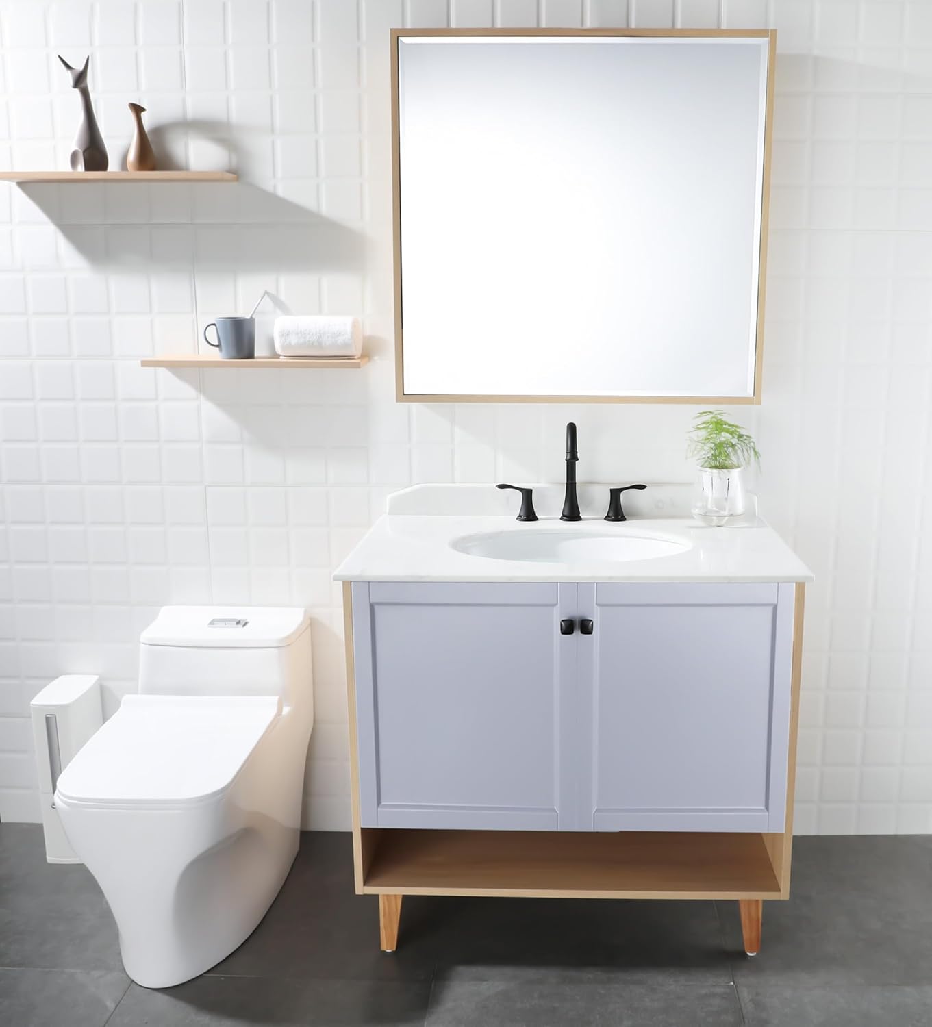 Black Widespread Bathroom Faucet with Metal Pop Up Drain & Faucet Supply Hoses by PARLOS - Image 8