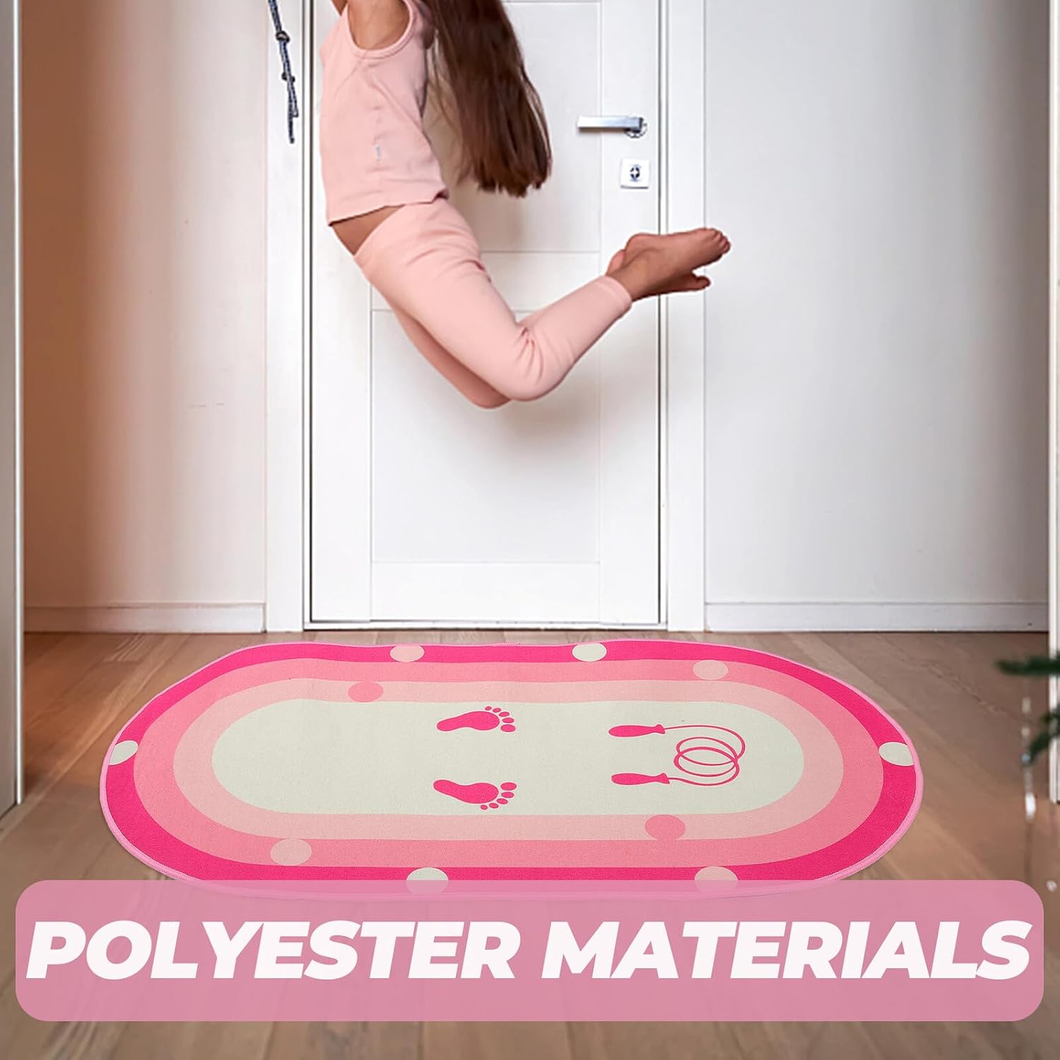Generic Multi-function Skipping Mat with Thickened Soundproof Silicone Base, Pink 50x80cm Elliptical Jumping Mat for Indoor Fitness Training and Quiet Exercise