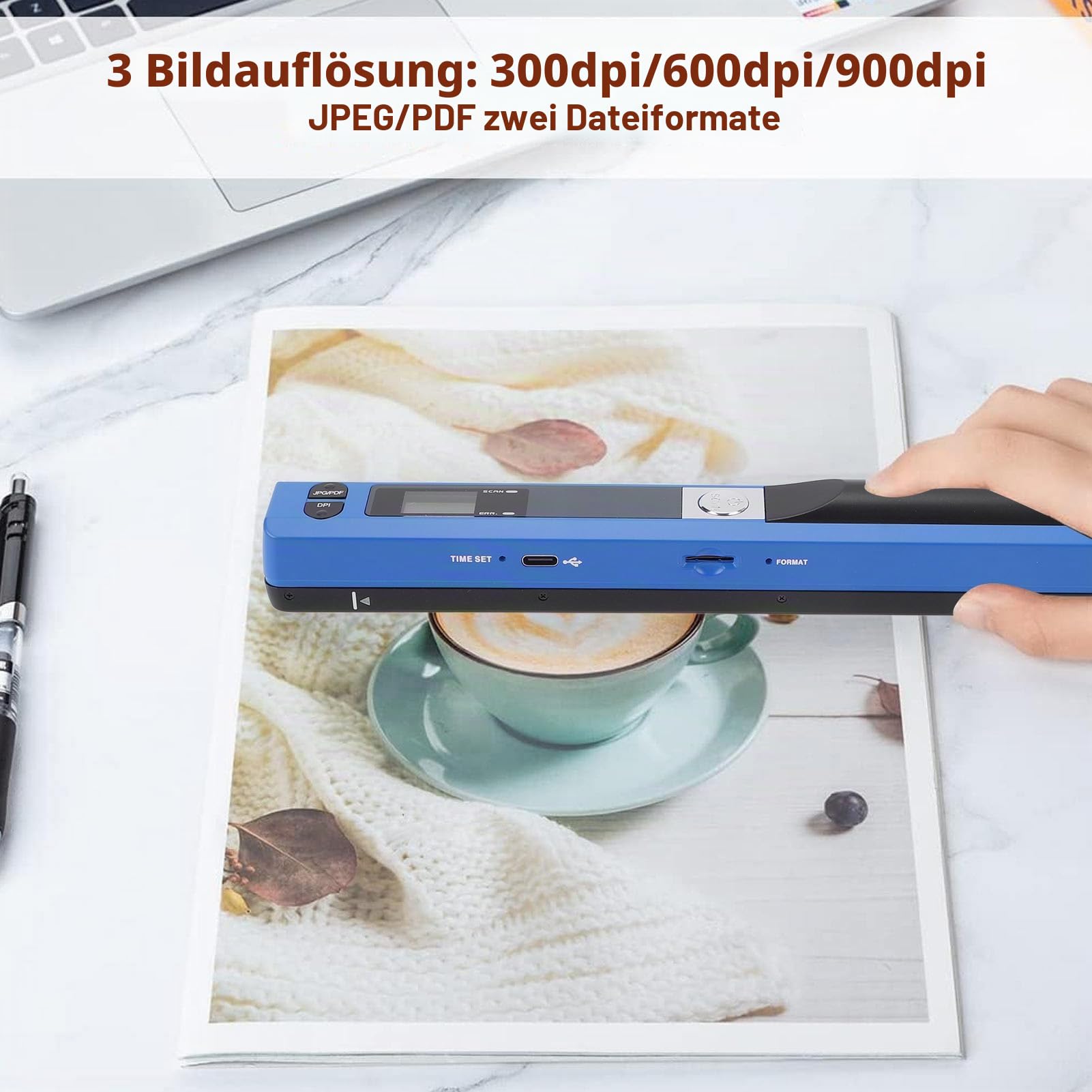 Tragbarer Scanner mit Hochauflösenden Bildern, Einfach zu Bedienen, Vielseitige Anwendungen, Starke Kompatibilität, Schwarz- und Farbscanmodus, JPEG- und PDF-Speicherformat