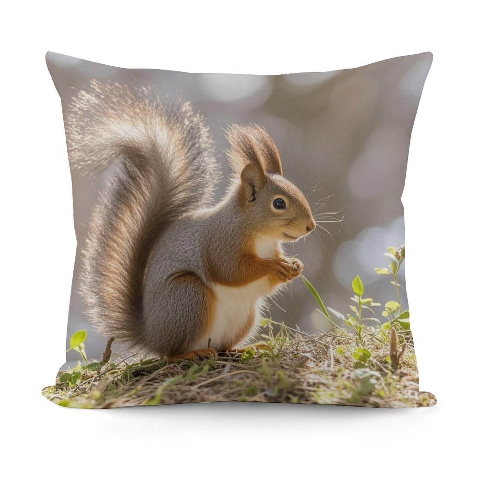 LZQPOEAS Squirrel Animal Throw Pillow Cover 18x18 in Breathable Square Pillow Case Cozy Soft Pillowcase Protector Fashion Modern Couch Cushion Case for Living Room Bed Sofa Decor