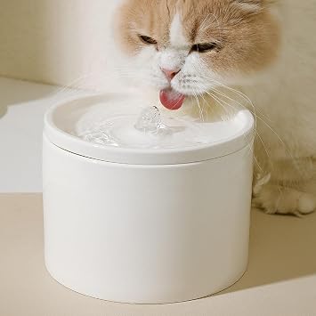 Ceramic Cat Water Fountain 33.82Oz/1L Automatic Super Silent Pet Drinking Dispenser with 6 Replacement Filters Dog Water Bowl Dispenser for Pets Indoor,A
