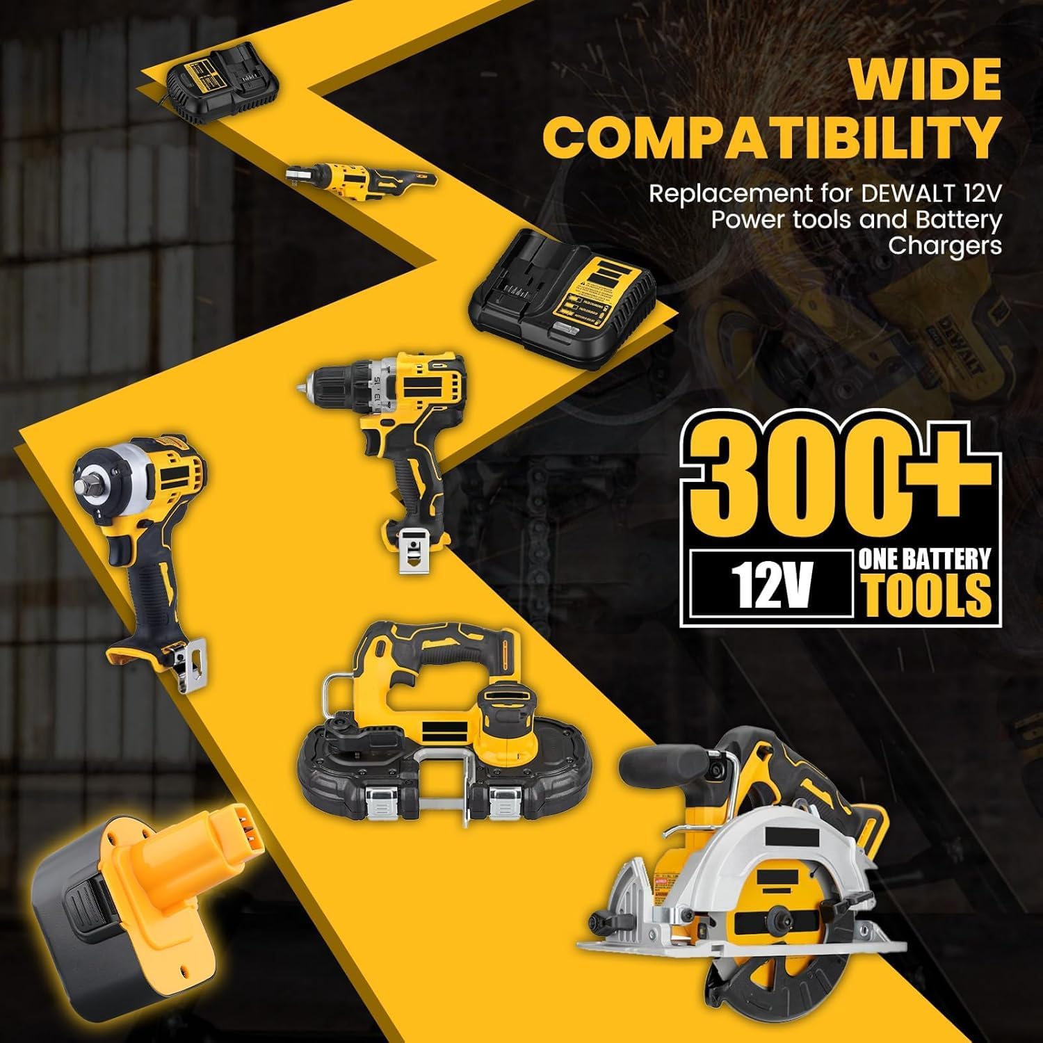 4Pack 4.8Ah 12V Replacement for DeWalt 12V Battery Ni-Mh DC9071 DW9071 DW9072 DE9037 DE9071 DE9072 DE9074 DE9075 Compatible with DeWalt 12Volt Tools