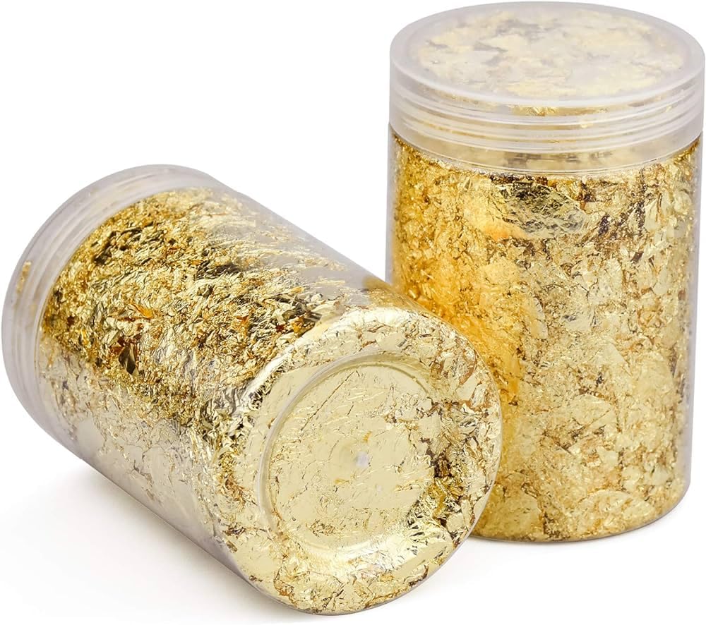 A.K GOLD LEAF [20g] 2 Bottle Gold Flakes for Resin, Imitation Gold Foil Flakes with Tweezer Gold Flakes for, Decoration, Nails Arts, Painting Arts, DIY Crafts Resin Jewelry Making etc. (Pack of 2)-image-30
