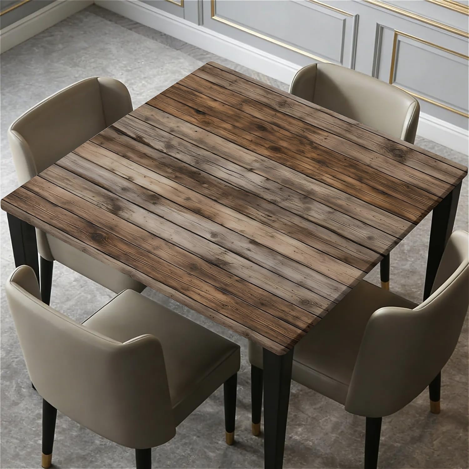 ARTSGOO Square Table Cloth Wipe Clean 34in, Waterproof Tablecloth with Elastic Edge Table Cover for Kitchen Dining Table/Party/Outdoor-Rustic Wood Plank