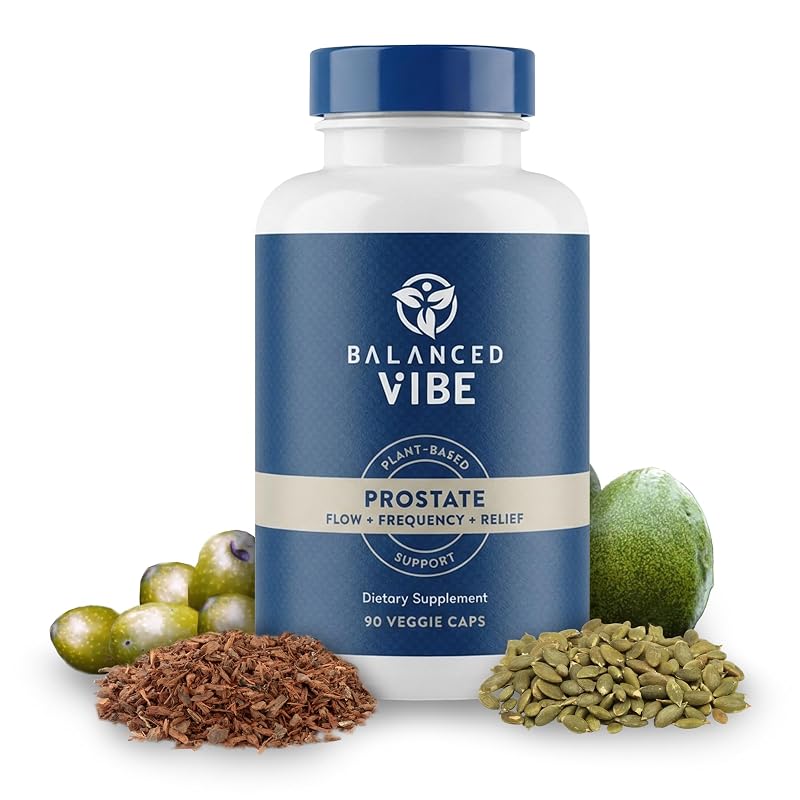 Balanced Vibe Suplemento fitoterápico masculino com Saw Palmetto, Pygeum, beta-sitosterol e semente de abóbora, 90 cápsulas