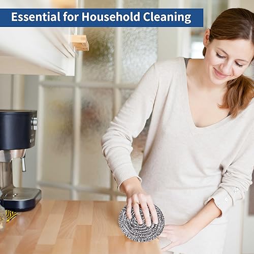 Miniatura 4 de Estropajo de acero inoxidable para fregar, esponjas mágicas de borrador, sartén limpia y estante para asar, lana de acero para cocina y baño (10