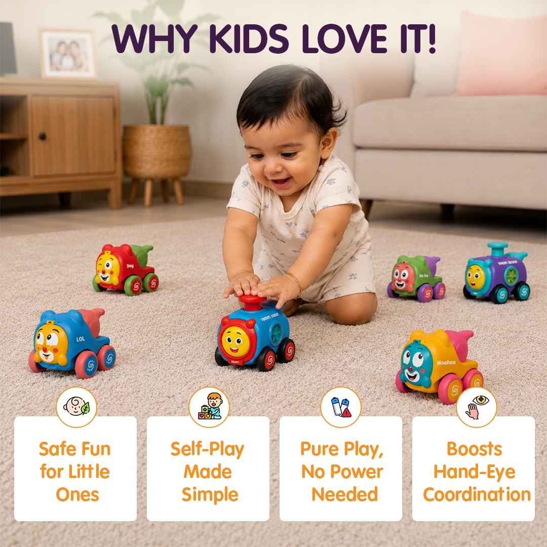 Innovitoy Kids Toy Combo Friction & Push and go Pack of 2-Friends Cartoon Train and Carnival Friction Vehicle, Push and Go Action Toys, Best Gift for Kids, 3+ Years 1