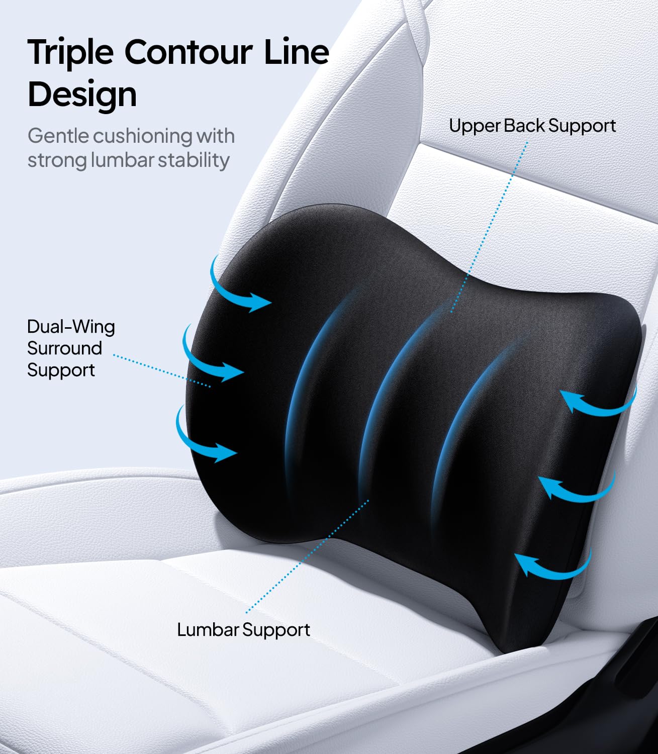 Wigoo 2026 Lumbar Support Pillow for Car Ergonomic Design Pressure Relief Back Cushion for Driving Seat Back Support — view 3