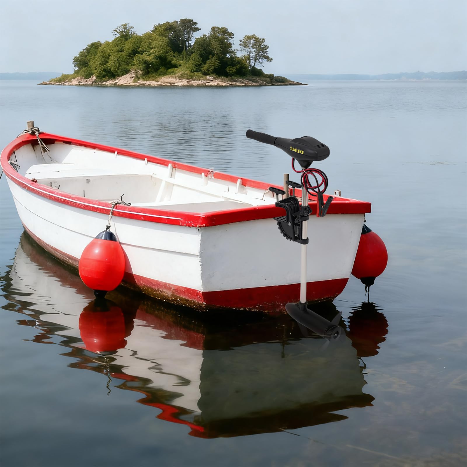12V Elektro Bootsmotor 40lbs Trolling Motor, 5+3 Gänge leiser Schub, reiner Kupfermotor für Schlauchboot Kajak Angelboot, inkl. Batterieanzeige, Salzwassertauglich (Batterie nicht inkl.)