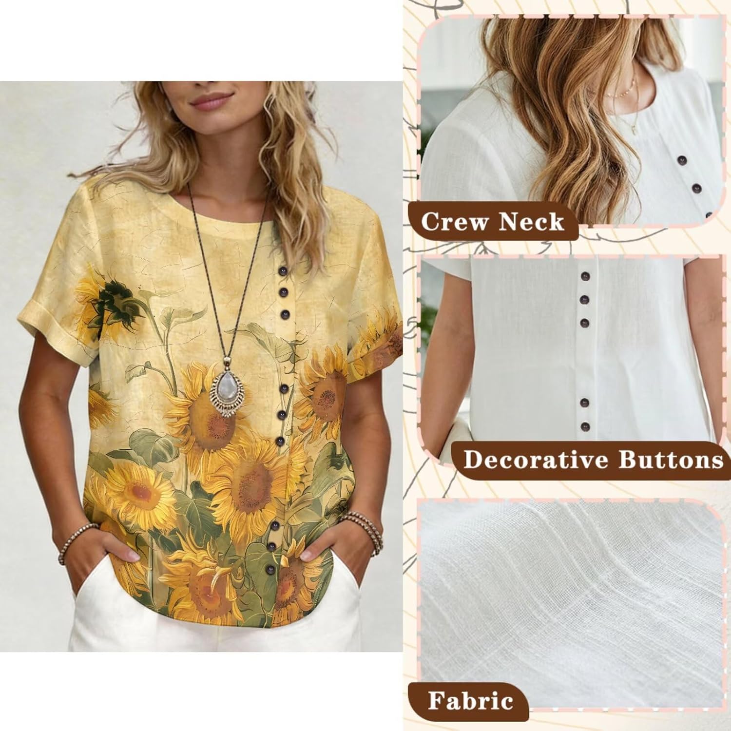 Vintage Linen Outfit Retro 70s Short Sleeve Top and Shorts Sets for Women's 2 Piece Pants Outfits Beach Sweatsuit