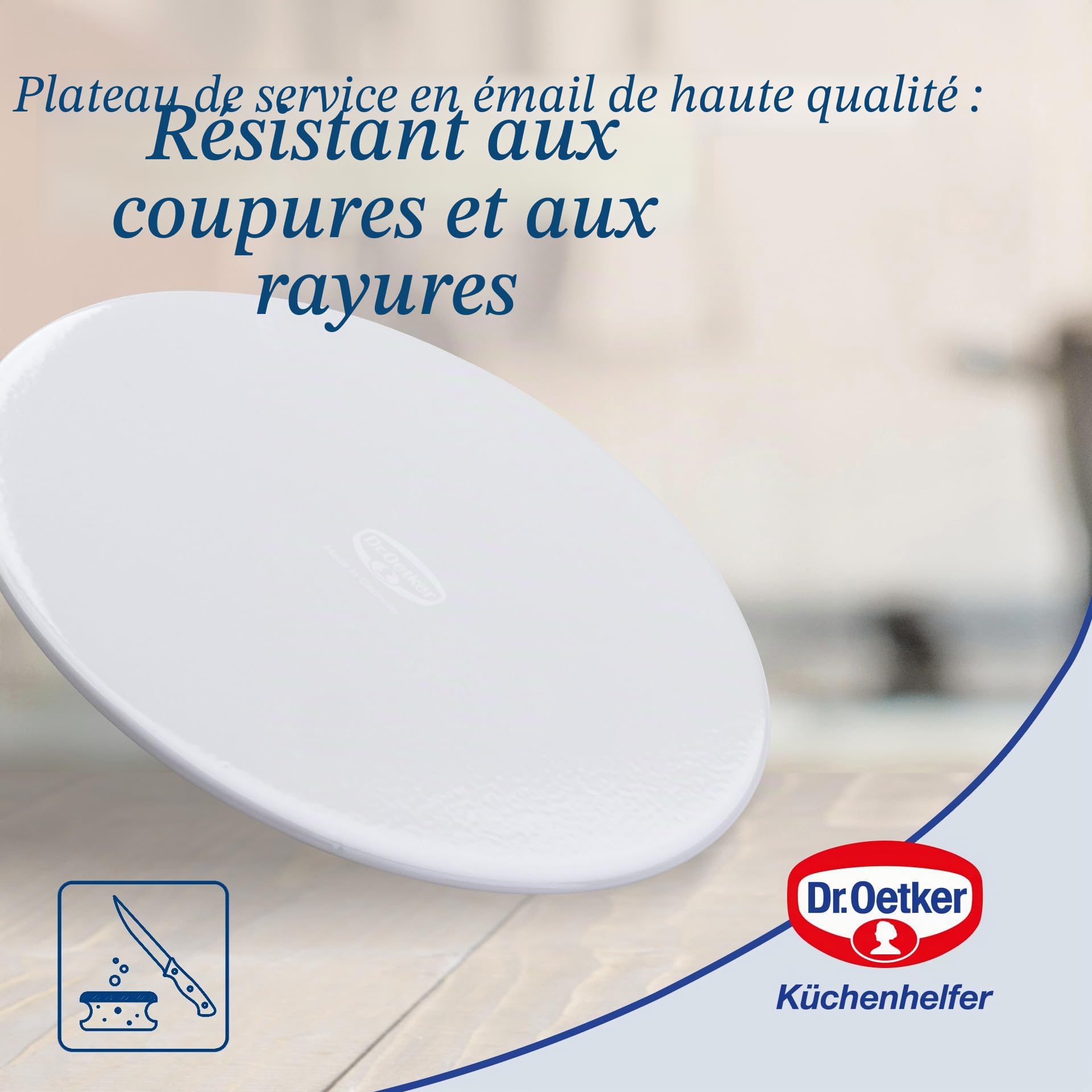 Dr. Oetker Moule à charnière Ø 26 cm Exclusif, moule à gâteau avec fond plat résistant aux coupures et aux rayures avec revêtement en émail, moule à gâteau rond avec anneau en tôle d'acier (couleur :