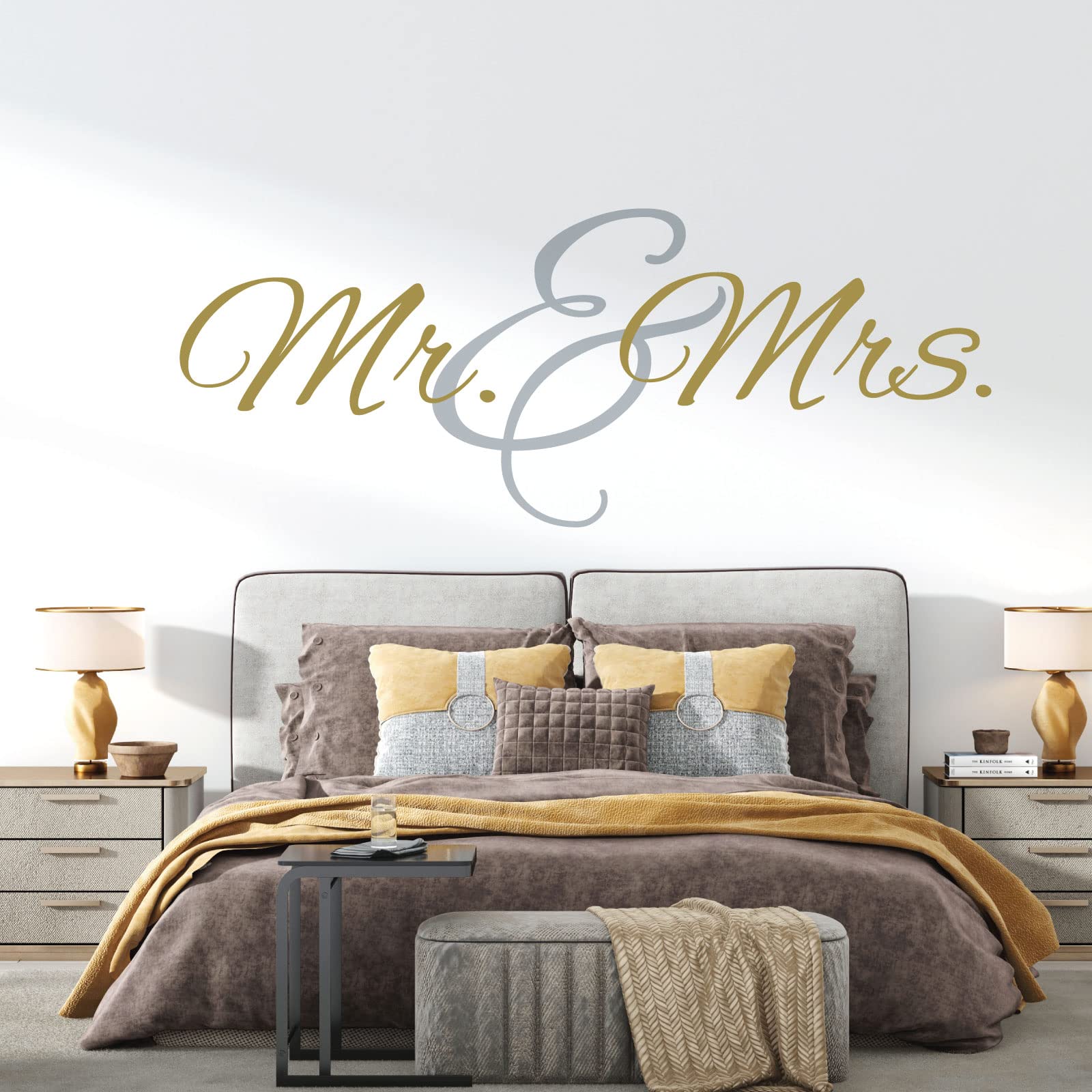 Mr & Mrs Monogramm – Familie Schlafzimmer Wandtattoo (2 Farben) [mittelblau]
