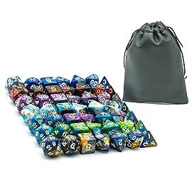 Poludie 7 Sets DND Dice Polyhedral Dice Set (49pcs) with 1 Large Leather Bag, D&D Die Set for Dungeons and Dragons, RPG Table Games. (7Sets/49Pcs)