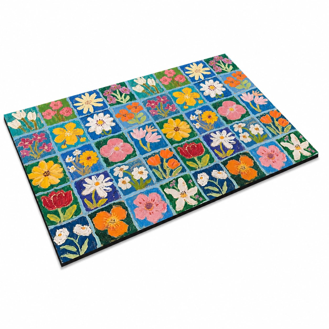 Tappetino da Bagno in atomacea, Fiori B, 80x120cm | Design pittura olio, Tappetino Bagno Composito, Asciugatura piedi rapida, Per famiglie attive