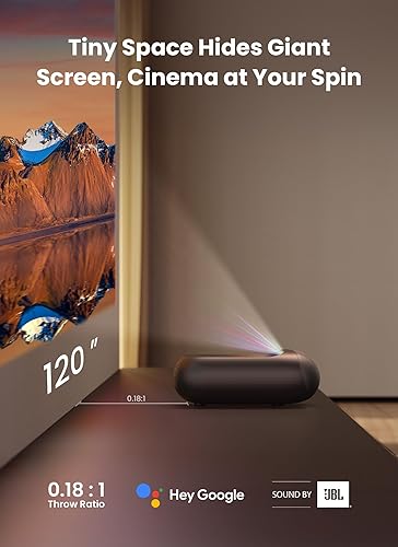 Miniatura 2 de Yaber K300s Proyector de alcance ultra corto, proyector láser triple con soporte 4K, imagen de 100 pulgadas a 9 pulgadas, Dolby Vision, 150% NTSC,