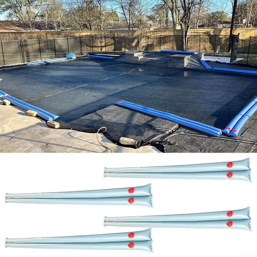 Lot de 4 sacs de drainage doubles pour sécuriser les couvertures de piscine en retenant l'eau et le sable, conçus pour l'hiver et la prévention des débris