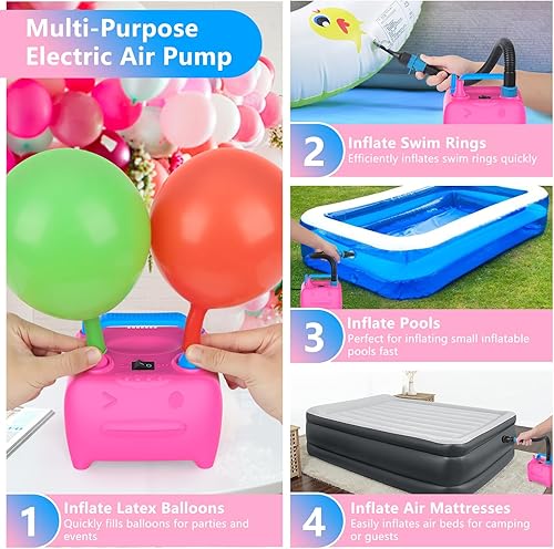 Miniatura 3 de OWill Balloon Pump Electric, Multipurpose Balloon Inflator Electric Air Pump, Portable Dual Nozzle Balloons Air Pump Electric 600W Blow Machine for