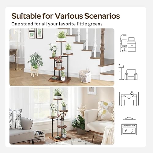 Miniatura 5 de VonDream Soporte redondo de 3 niveles para plantas de interior, soportes escalonados para plantas de interior, soporte de flores de esquina para