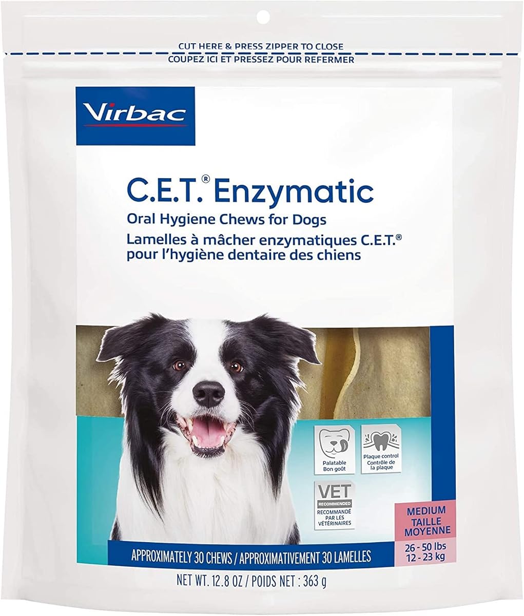 Virbac C.E.T. Masticables enzimáticos de higiene bucal, perro mediano, 30 unidades