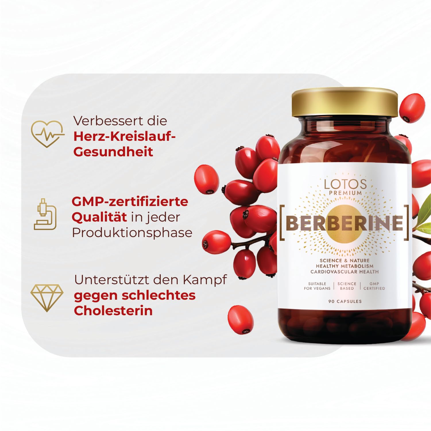 Berberin 500mg - 90 Kapseln 3er Pack - Für Veganer Geeignet - Maximale Absorption Berberis Aristata Wurzel - Hochdosiert, Ohne Zusatzstoffe, GMP-Qualität