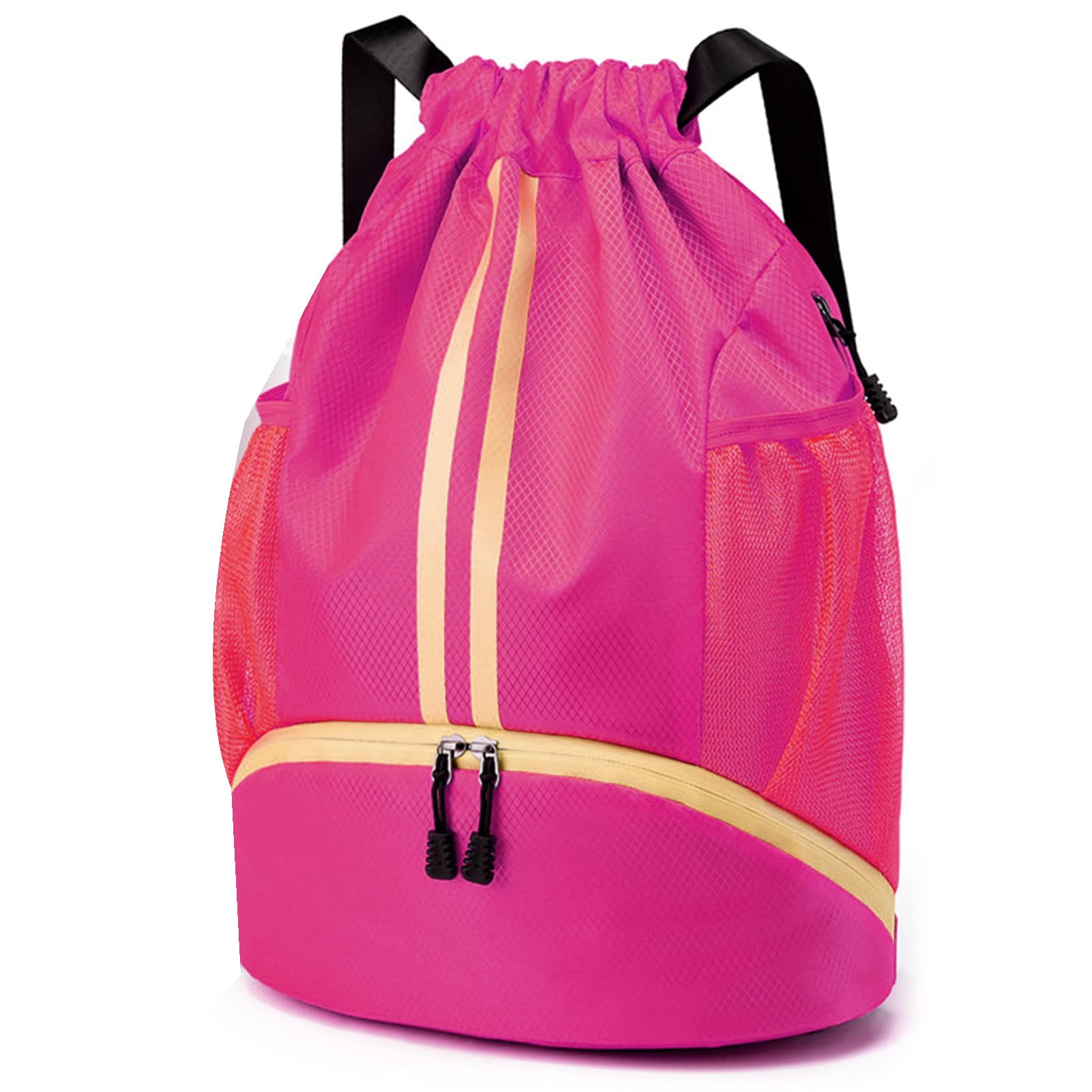 Veki Drawstring Gym Bag Waterproof, Sports Backpack with Shoe Compartment, Large Sports Gym Bag with Wet Dry Separation, Adjustable Straps, Pink โ image 1
