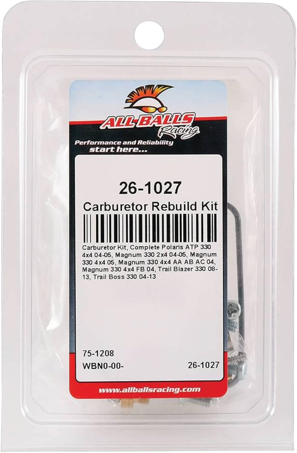 All Balls Racing 26-1027 Carburetor Rebuild Kit Compatible with/Replacement For Polaris ATP 330 4x4 2003-2004, Magnum 330 2x4 2004-2005, Magnum 330 4x4 2005, Magnum 330 4x4 AA AB AC 2004