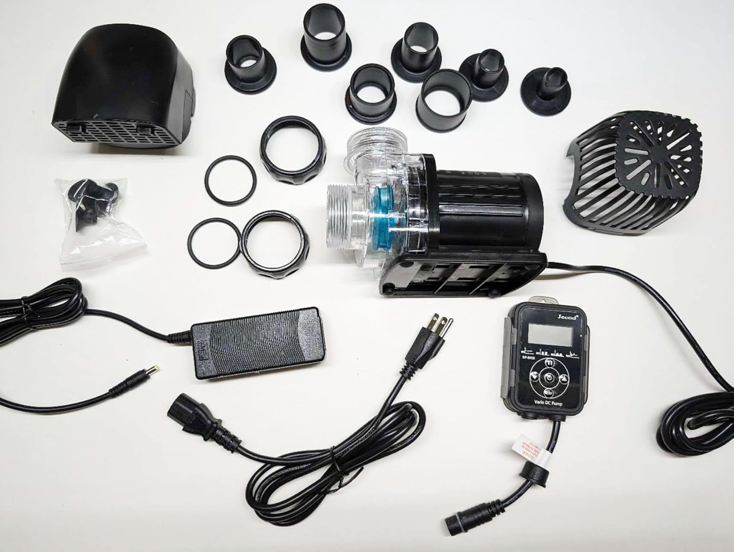 Jebao Jecob EP6500 pump connected to its LCD controller