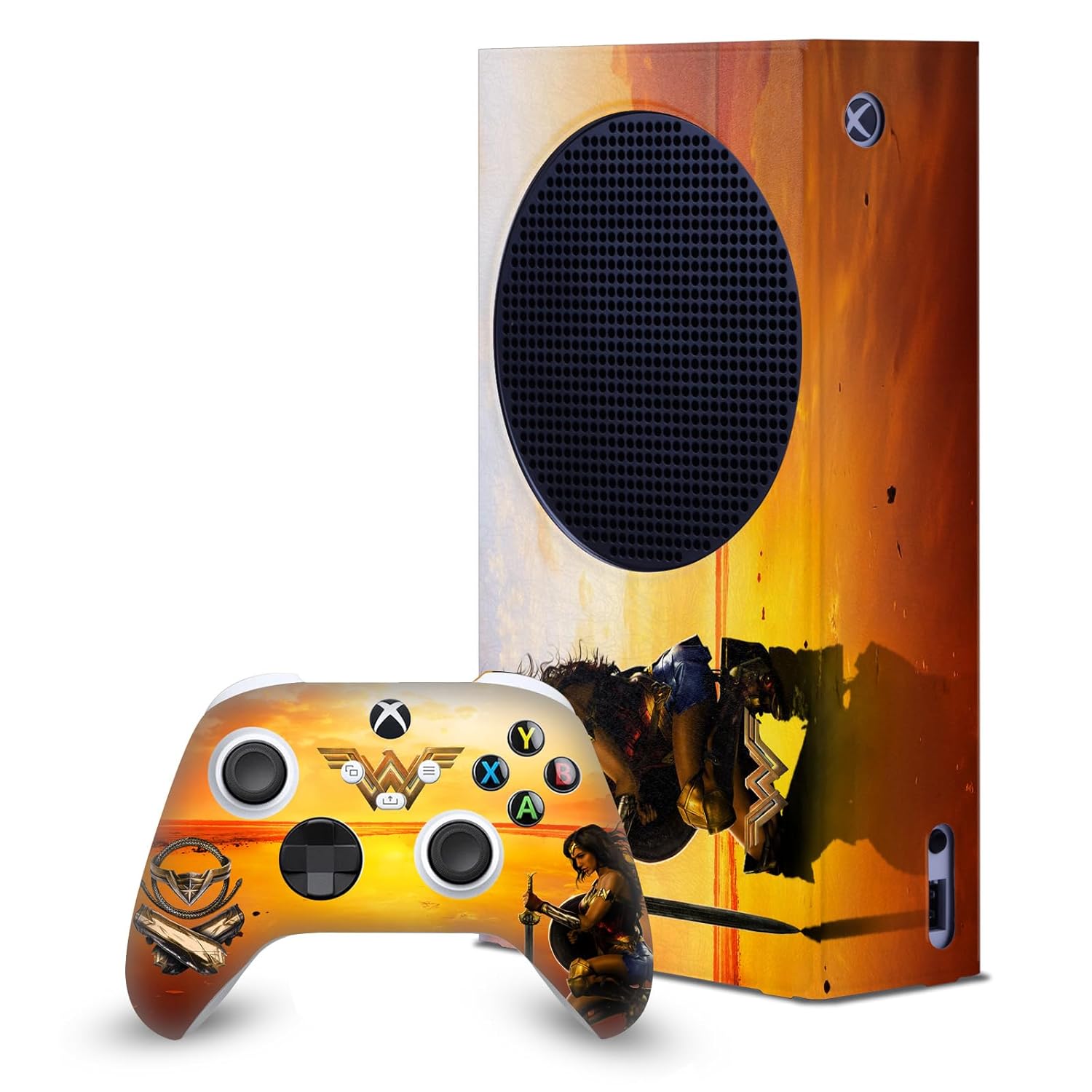 Head Case Designs Officially Licensed Wonder Woman Movie Sword And Shield Posters Game Console Wrap and Game Controller Skin Bundle Compatible With Xbox Series S Console & Controller Bundle