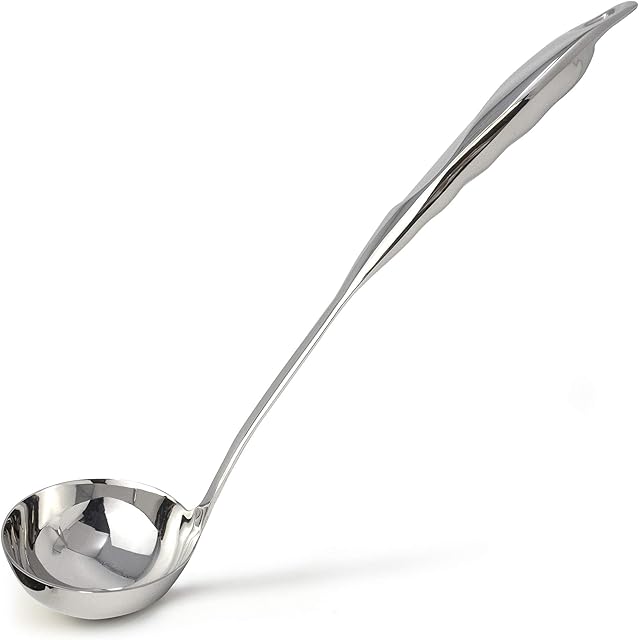 Zulay Premium 12 Inch Stainless Steel Ladle Grip - Soup Ladle with Long Handle and Ample Bowl Capacity Perfect for Stirring, Serving Soups and More - Heavy-Duty Metal Ladle