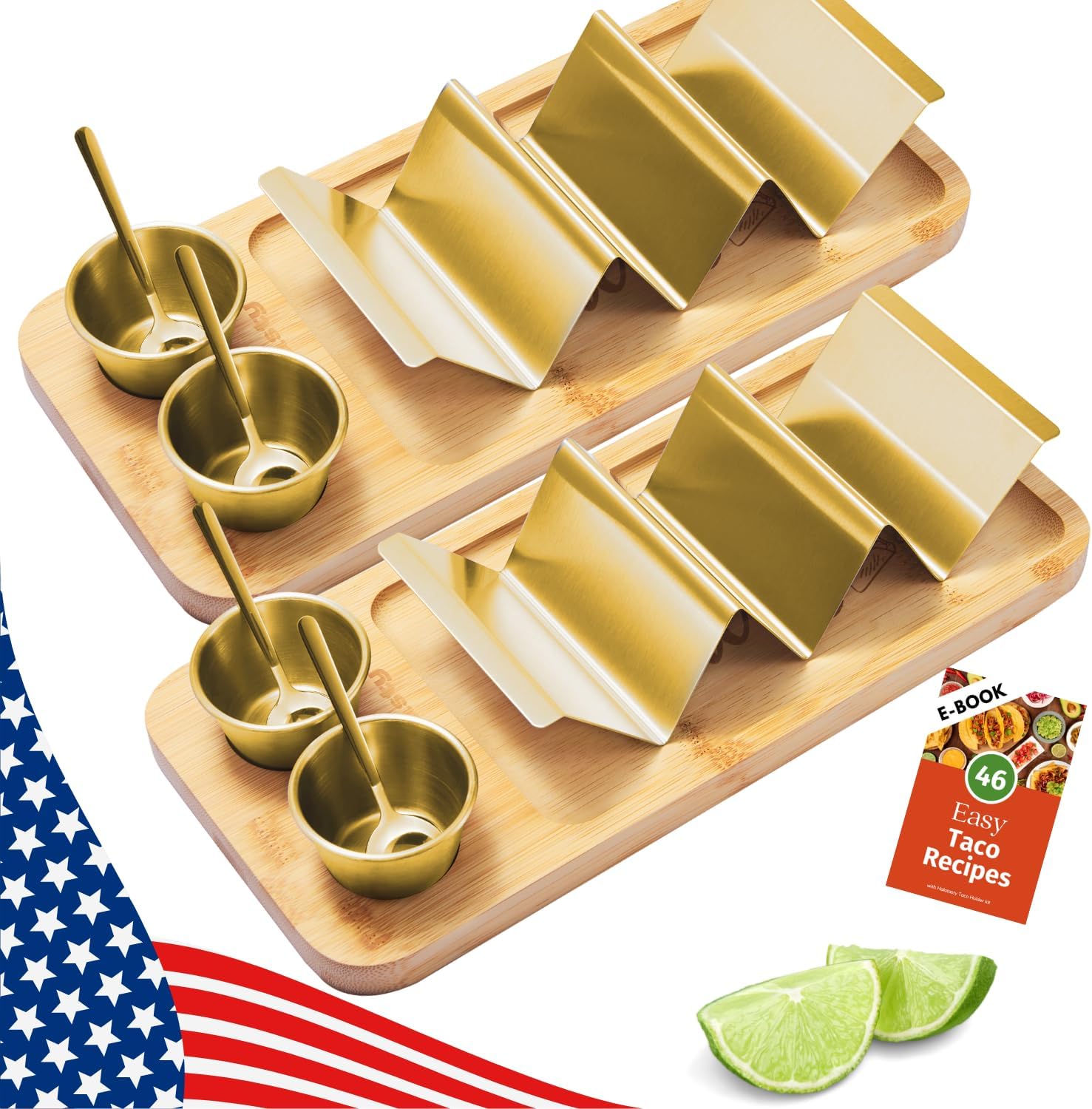 HolaTasty Taco Holder Kit - 2 Pack (Value Pack), 3-in-1 Taco Set of 2-6 slots for Tacos, Black Taco Presentation Rack Plate for Taco Tuesday Bar Party, Gifts for Taco Lover Vegetarian Cinco de Mayo