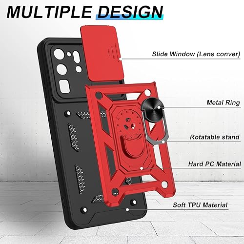 Miniatura 10 de ATUMP Funda para Samsung Galaxy S20 Ultra con protector de pantalla HD con cubierta para cámara deslizante, soporte de anillo de rotación de 360