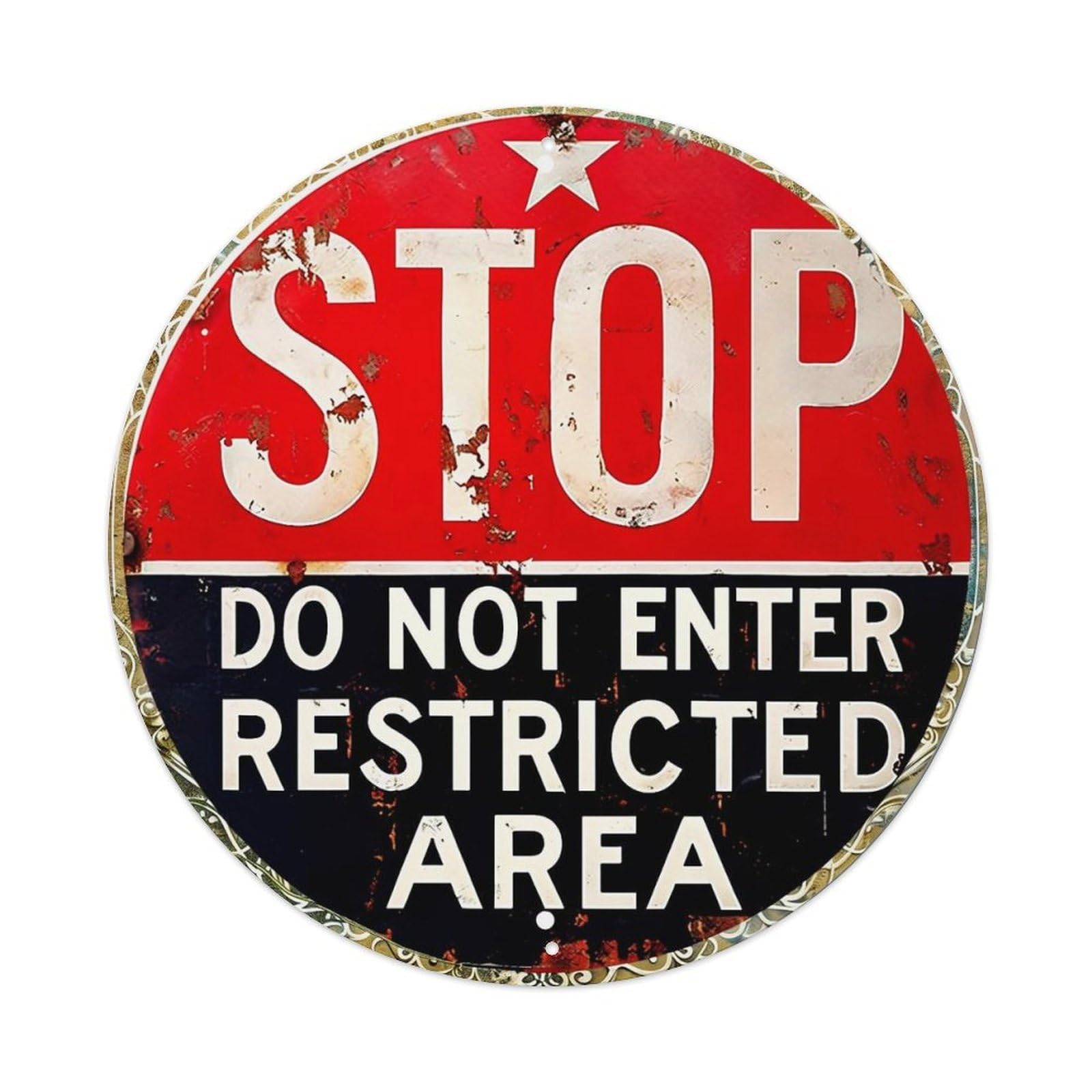 Stop Do Not Enter Restricted Area Tin Sign Metal Poster Vintage Metal Signs for Home Man Cave Bar Cafe Kitchen laundry room Wall Decorations 8x8 inches