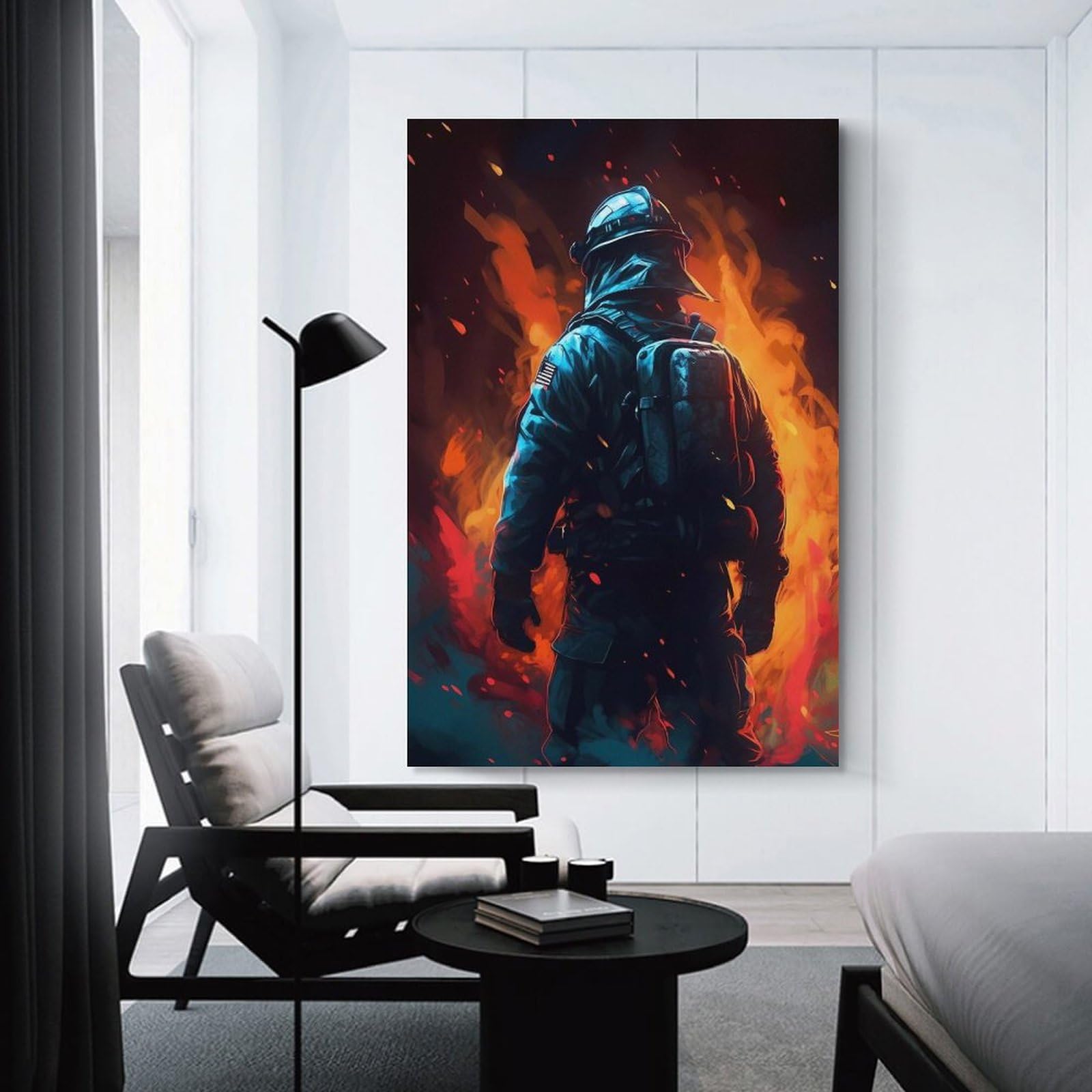 Junmoney Firefighter Color Decorative Wall Artwork, 20x30inch(50x75cm), for Hallway, Lounge Or Guest Room, Decorative Present for New Homes