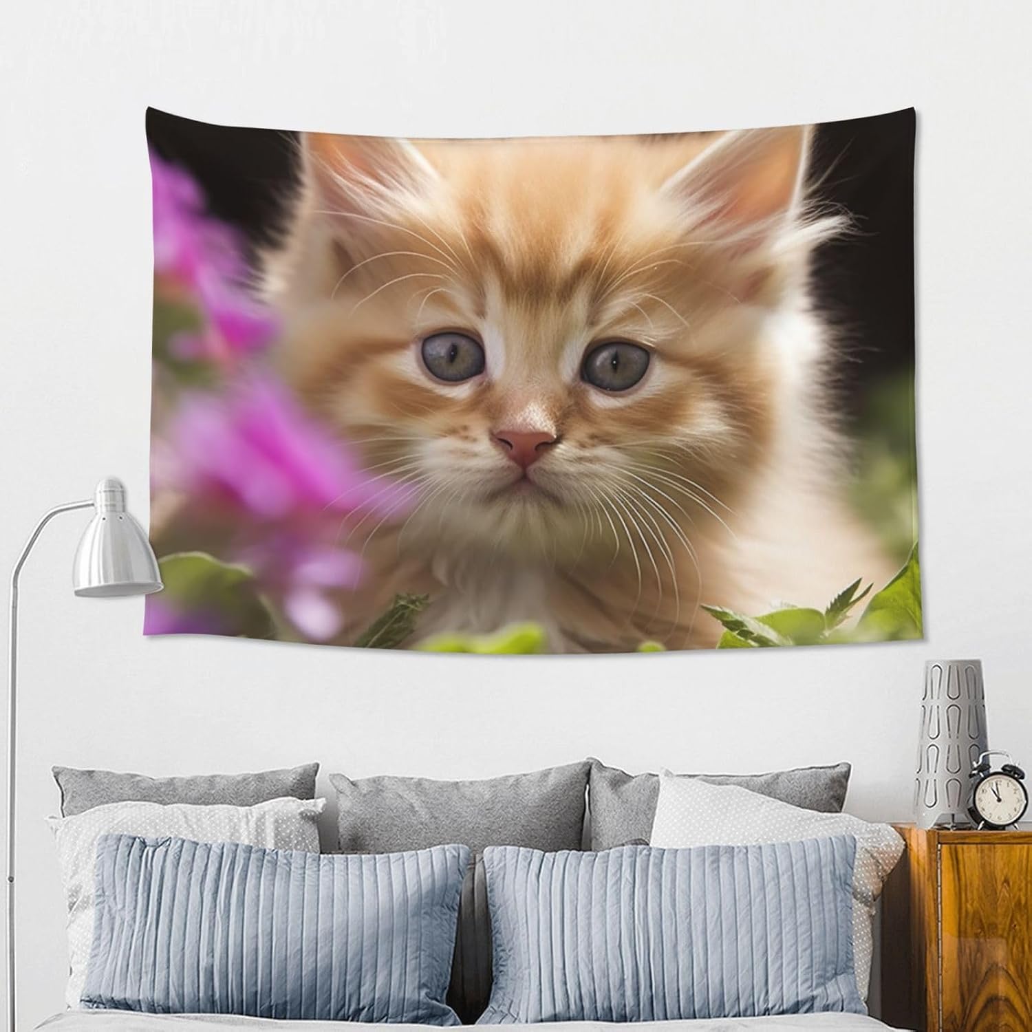 LZQPOEAS Cute Cat Tapestry Wide Wall Hanging Lightweight Wall Blanket Aesthetic Tapestry Poster Vintage Mural Art Background Wall Hanging for Bedroom Living Room Dorm Home Decor 60 X 40 Inch image 5