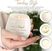 Vista 4 de Pavilion - Vela de cerámica llena de soja de 8 onzas con texto en inglés "I Have an Angel Watching Over Me from Heaven